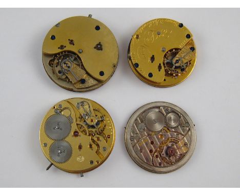 A mixed lot comprising four pocket watch movements including one by IWC.
