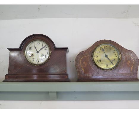 Two inlaid mantel clock, both with pendulums 
