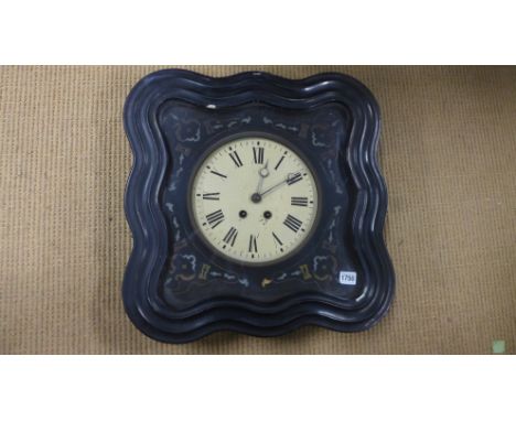 A French ebonised vineyard clock - 49cm x 49cm 