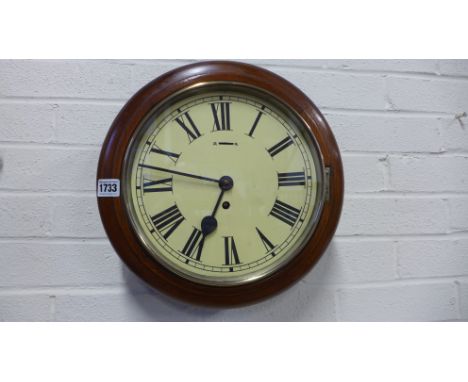 An eight day wall clock with a 10" dial, balance wheel movement in an oak case
Condition report: Working 