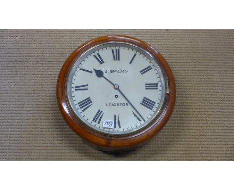 A good early Victorian mahogany wall clock, the 12" dial signed J SPIERS LEIGHTON (Leighton Buzzard) with cast bezel, eight d