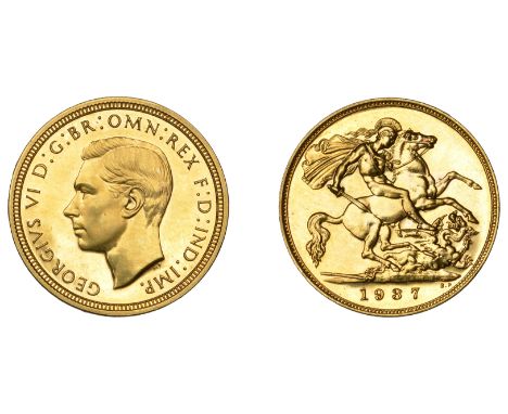George VI (1936-1952), Proof Half-Sovereign, 1937 (M 543A; S 4077). Light hairlines, otherwise about as struck  £900-£1,200 -