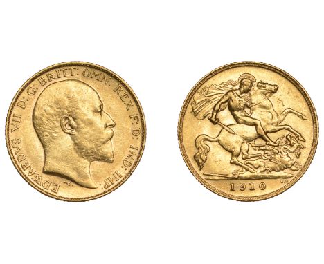Edward VII (1901-1910), Half-Sovereign, 1910 (M 513; S 3974B). Good very fine £150-£180 --- Investment Gold If this lot is pu