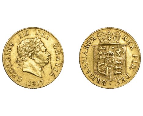 George III (1760-1820), New coinage, Half-Sovereign, 1817 (M 400; S 3786). Scratch and other marks on obverse, otherwise abou