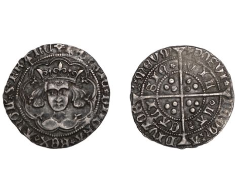 Henry VI (First reign, 1422-1461), Rosette-Mascle issue, Groat, Calais, mm. crosses II/V, mascle after rex, rosettes after gr
