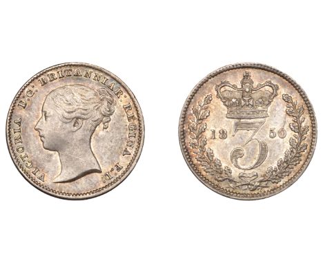 Victoria (1837-1901), Threepence, 1850 (ESC 3378; S 3914). Light scratch on neck, nearly extremely fine £140-£160