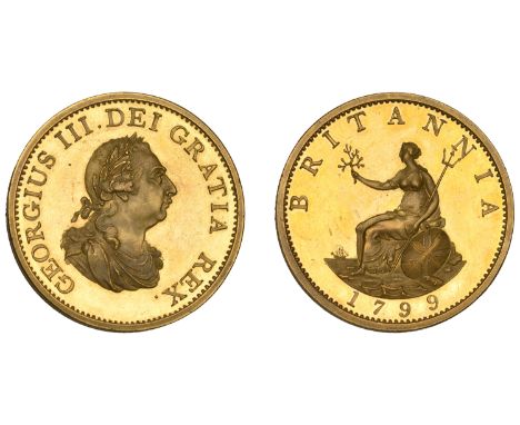 George III (1760-1820), Pre-1816 issues, Pattern Halfpenny, 1799 (early Soho), by C.H. Küchler, in gilt-copper, laureate bust