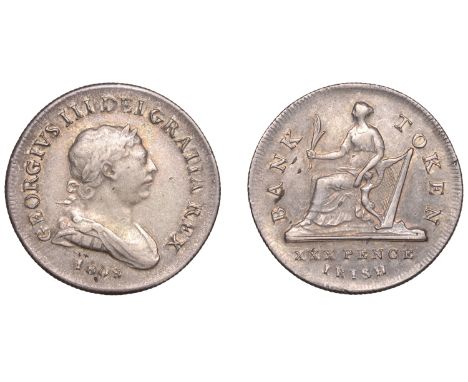 George III (1760-1820), Bank of Ireland coinage, Thirty Pence, 1808, top of harp points to o of token (S 6616A). Good very fi