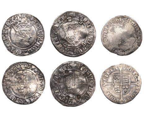Henry VII, Profile issue, Groat, regular type, mm. pheon, 2.93g/6h (S 2258); Henry VIII, First coinage, Groat, mm. portcullis