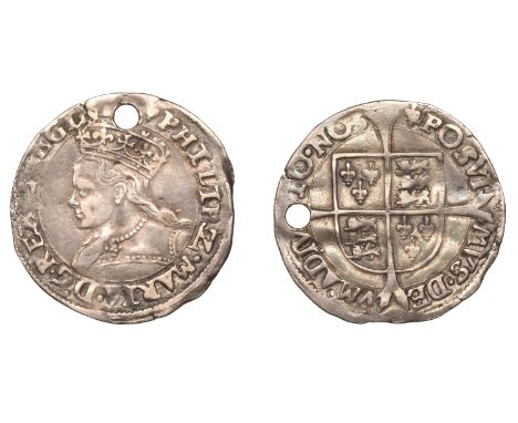 Philip and Mary (1554-1558), Groat, mm. lis, 1.96g/3h (N 1973; S 2508). Good fine, portrait better, pierced £100-£150