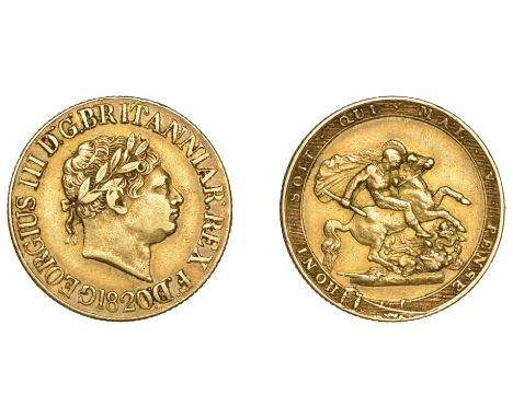 George III (1760-1820), New coinage, Sovereign, 1820, open 2 (M 4; S 3785C). Very fine £800-£1,000 --- Investment Gold If thi