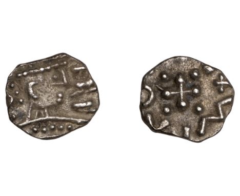 Early Anglo-Saxon Period, Sceatta, Continental series D, type 2c, bust right, æpa in runes before, rev. cross with pellet in 