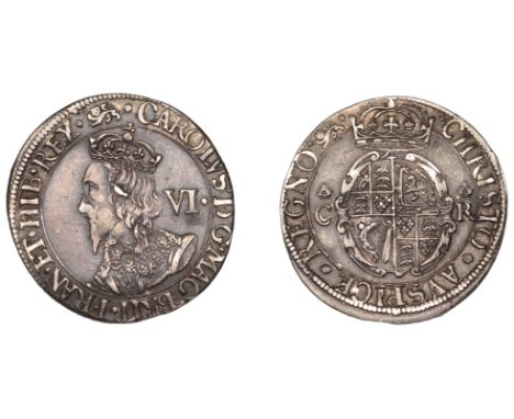 Charles I (1625-1649), York mint, Sixpence, mm. lion, crowned c r flanking shield, besants before and after avspice, 2.87g/12