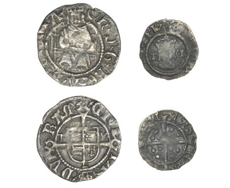 Henry VIII, Second coinage, Penny, Durham, Bp Wolsey, mm. crescent on obv. only, tw by shield, cardinal’s hat below, 0.50g/2h