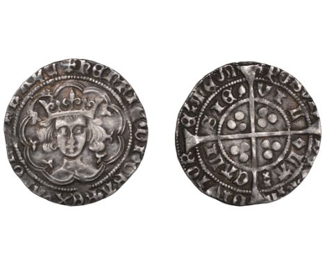Henry VI (First reign, 1422-1461), Pinecone-Mascle issue, Groat, Calais, mm. crosses IIIa/V, mascle before la, pinecones afte