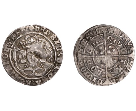 Henry VI (First reign, 1422-1461), Trefoil issue, Groat, class A, London, mm. crosses IIIb/V, leaf on breast, trefoils by nec