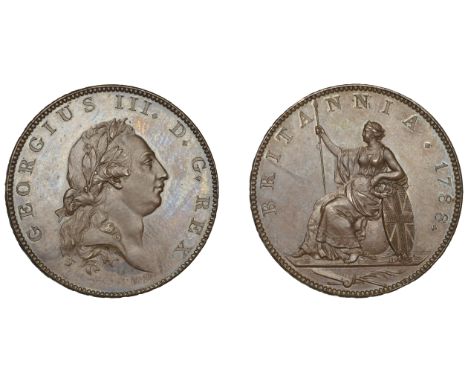 George III (1760-1820), Pre-1816 issues, 1788 (late Soho), pattern in copper, by J.P. Droz, laureate bust right, rev. Britann