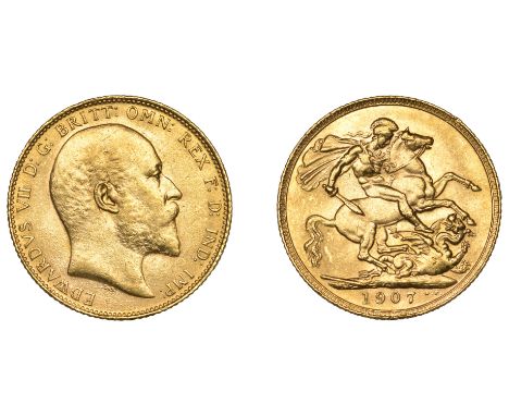 Edward VII (1901-1910), Sovereign, 1907 (M 179; S 3969). About extremely fine £300-£400 --- Investment Gold If this lot is pu