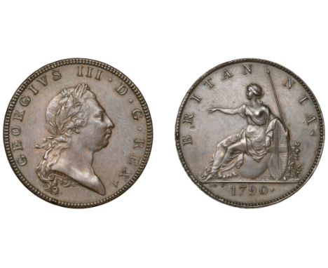 George III (1760-1820), Pre-1816 issues, 1790 (early Soho), pattern in copper, by J.P. Droz, laureate bust right, rev. Britan