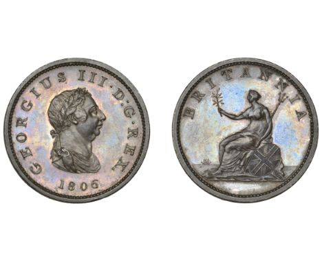 George III (1760-1820), Pre-1816 issues, 1806 (late Soho), proof in copper, by C.H. Küchler, laureate bust right, k on should