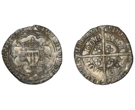 Edward V (1483), Groat, London, mm. halved sun and rose, reads edvard, fleur on breast cusp, pellet below, 3.03g/2h (B & W XX