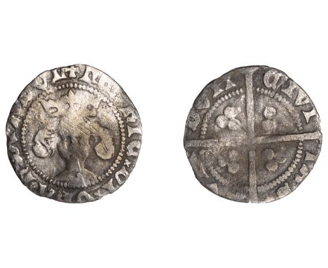 Henry IV (1399-1413), Light coinage, Penny, London, type II/III mule, annulet to left and pellet to right of crown, slipped t