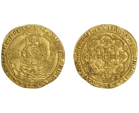 Edward III (1327-1377), Treaty period, Noble, London, mm. cross potent on rev. only, saltire before edward, 7.72g/11h (SCBI S