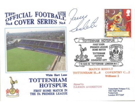 TOTTENHAM HOTSPUR V COVENTRY CITY 1992 DAWN FIRST DAY COVER SIGNED BY DARREN ANDERTON. Good
