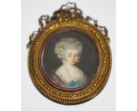 French School, 19th century, a portrait miniature of Marie Theresa Louise De Savoy-Carignan, Princess de Lamballe  (1749 - 17