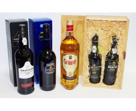 W &amp; J Graham's Port, 1996, 70cm;  Croft Port, 1990, 37.5cl;  Fonseca Bin 27, 37.5cl;  William Grants Scotch Whisky;  Gran