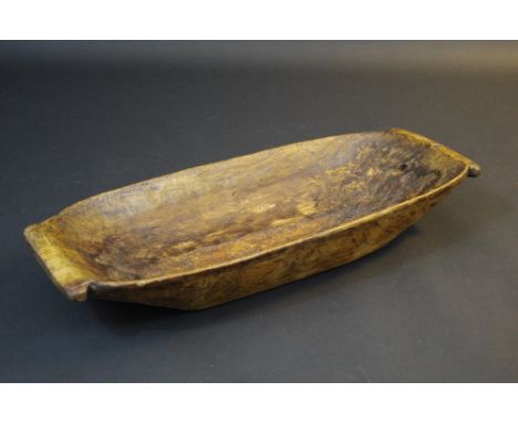 A wooden dough trough, of rounded rectangular form, 78cm long