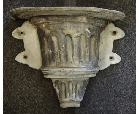 Architectural salvage - a late Victorian lead drain hopper, fluted, 42cm high, 47cm wide