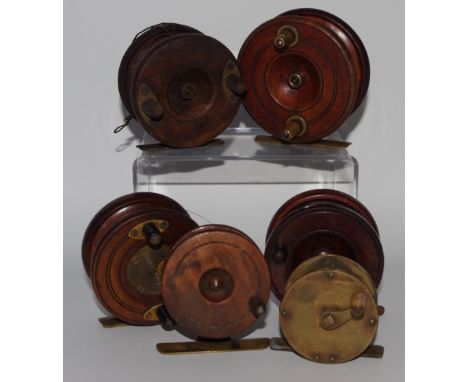 Six vintage fishing reels including allcocks etc 