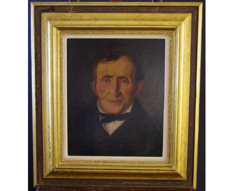 English School (19th century) Portrait of a Victorian Gentleman, wearing a black neck tie oil on panel, 39cm x 33cm