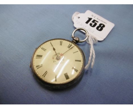 A ladies hallmarked silver cased fob watch with floral enamel dial