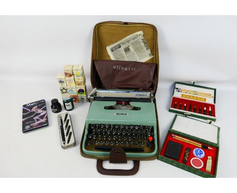 Lot to include a Chinese calligraphy set, Chiltern Woods metallic pencils set, vintage Winsor & Newton inks and other, also i