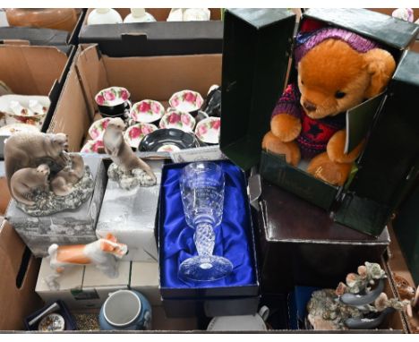 Mixed ceramics and glass including Royal Copenhagen ovoid vase, two Highland Porcelain (Scotland) otter ornaments, Royal Doul