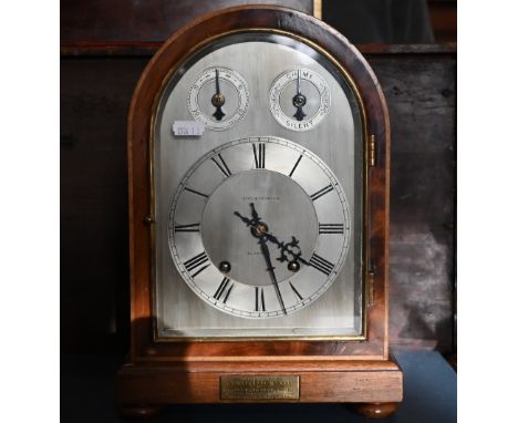 An early 20th century arched mahogany mantel clock, silvered dial 'Aird &amp; Thompson, Glasgow' signed with twin-train eight