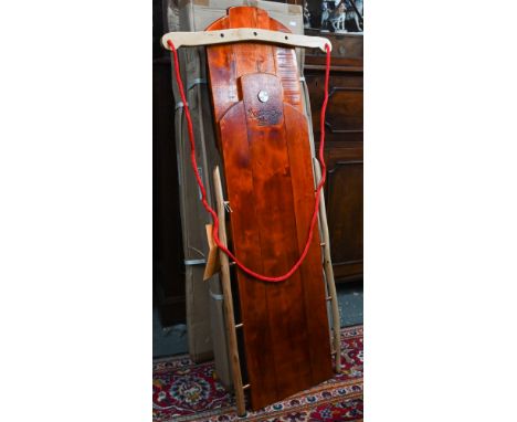 Mountain Boy Ultimate Flyer 47in sled, handmade in birch, willow and stainless steel - unpacked for photography