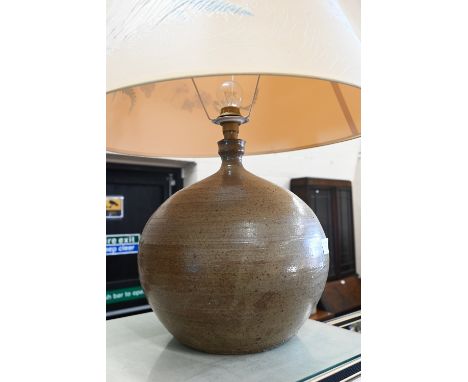 Studio stoneware globular table lamp, 29cm diam 