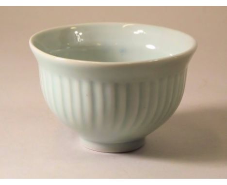 DAVID LEACH. A fluted porcelain bowl by David Leach made at Highland Stoneware, Lochinver. Printed personal monogram & Potter