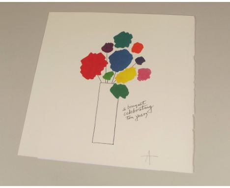 ALAN FLETCHER. 'A Bouquet Celebrating Ten Years.' A silkscreen print. Initialled 'A' in pencil & Spectrum blind stamp. 30 x 3