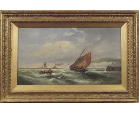 CHARLES W. FERRIS. Seascape. Oil on canvas. Signed & dated 1910. 25 x 44cm.