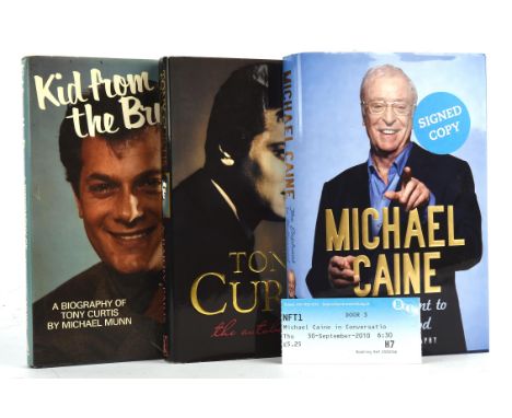 Michael Caine and Tony Curtis: Three Signed first edition hardback books  includes: CAINE (Michael). The Elephant to Hollywoo