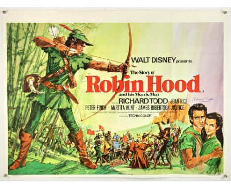 The Story Of Robin Hood And His Merrie Men (1952), British Quad, 40 x 30 inches, folded, Signed in blue ink by Richard Todd, 
