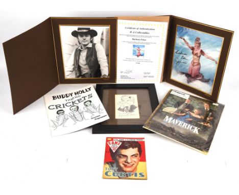Film memorabilia collection - includes, 2 x Debbie Reynolds brochures both signed by Debbie, Tony Curtis art exhibition catal