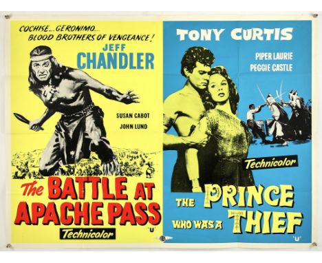 The Battle at Apache Pass (1952) / The Prince Who Was A Thief (1951), British Quad, Double Bill, 40 x 30 inches, folded Direc