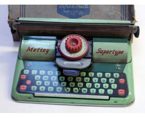 A Mettoy Supertype tin plated typewriter