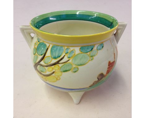 A Clarice Cliff Bizarre Fantastique Bizarre cauldron. H11cm. Condition - two cracks, does not ring true, no further damage, g