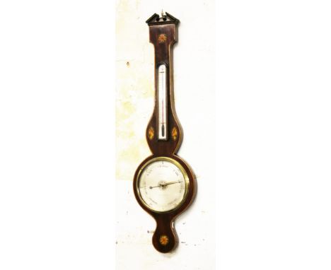 A Georgian inlaid mahogany barometer. L98cm